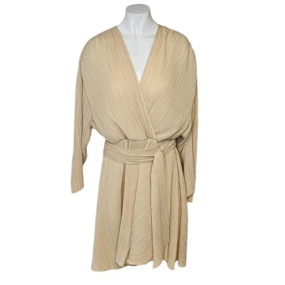 & Other Stories Capsule Pleated V-Neck Dress Cream Size US 6